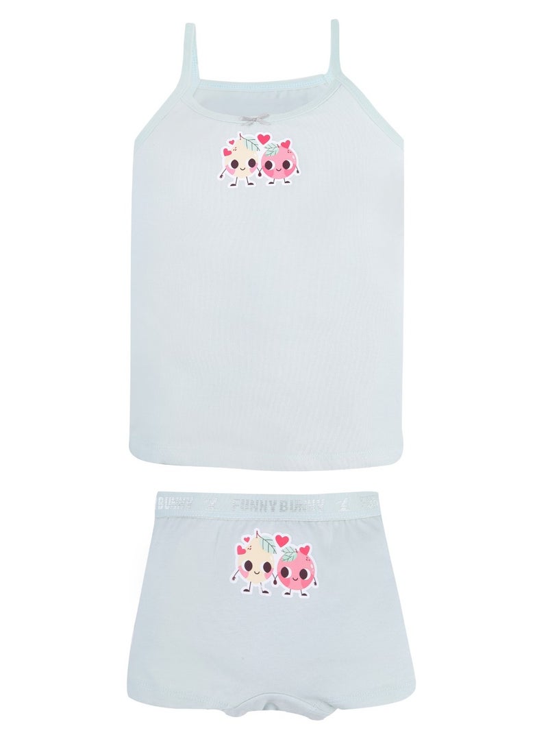 فاني باني باك يحتوي علي 2 طقم بناتي داخلي قطن توب حمالة رفيعة و شورت الوان - Image 5