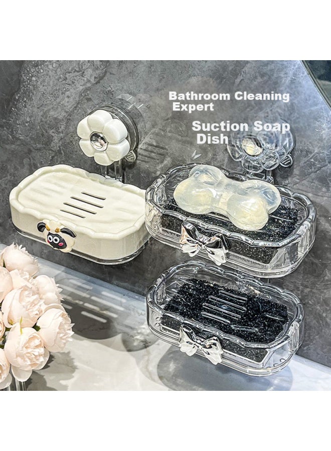Bydoll Suction Cup Soap Dish, Wall-mounted Double-layer Draining, No-drilling, High-quality Bathroom Balcony Soap Holder Storage Rack - Image 4