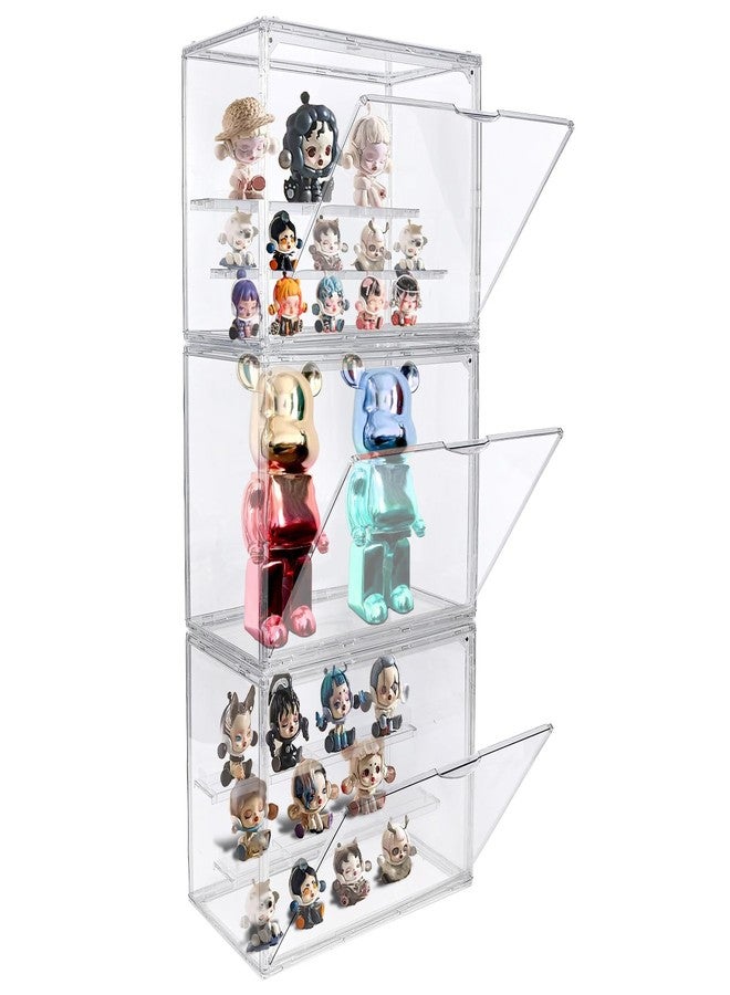 POLRAI 3 Packs Display Boxes for Figures Stackable Detachable Display Stand Dustproof Showcase Storage for Collectibles and Action Figures Mini Toys (3 Tiers) - Image 1