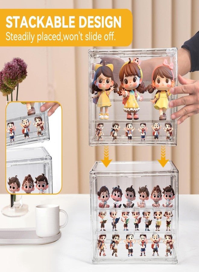 POLRAI 3 Packs Display Boxes for Figures Stackable Detachable Display Stand Dustproof Showcase Storage for Collectibles and Action Figures Mini Toys (3 Tiers) - Image 3