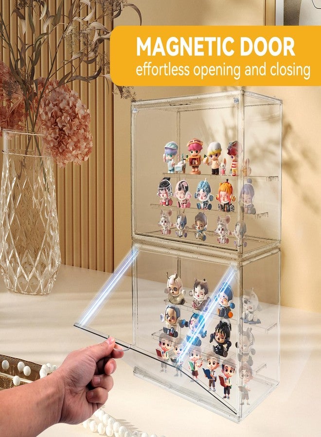 POLRAI 3 Packs Display Boxes for Figures Stackable Detachable Display Stand Dustproof Showcase Storage for Collectibles and Action Figures Mini Toys (3 Tiers) - Image 2