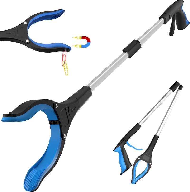 Paporich 32'' Grabber Reacher Tool, Foldable Grabbers for Elderly, 360° Rotating Head, 4'' Wide Jaw, Reacher Grabber Pickup Tool Heavy Duty, Reaching Tool for Trash Pick Up Stick, Litter Picker - Image 1