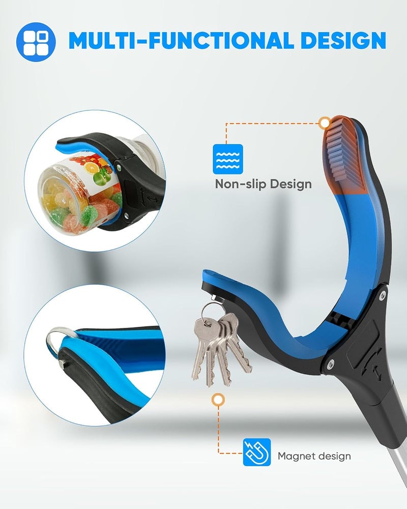 Paporich 32'' Grabber Reacher Tool, Foldable Grabbers for Elderly, 360° Rotating Head, 4'' Wide Jaw, Reacher Grabber Pickup Tool Heavy Duty, Reaching Tool for Trash Pick Up Stick, Litter Picker - Image 3