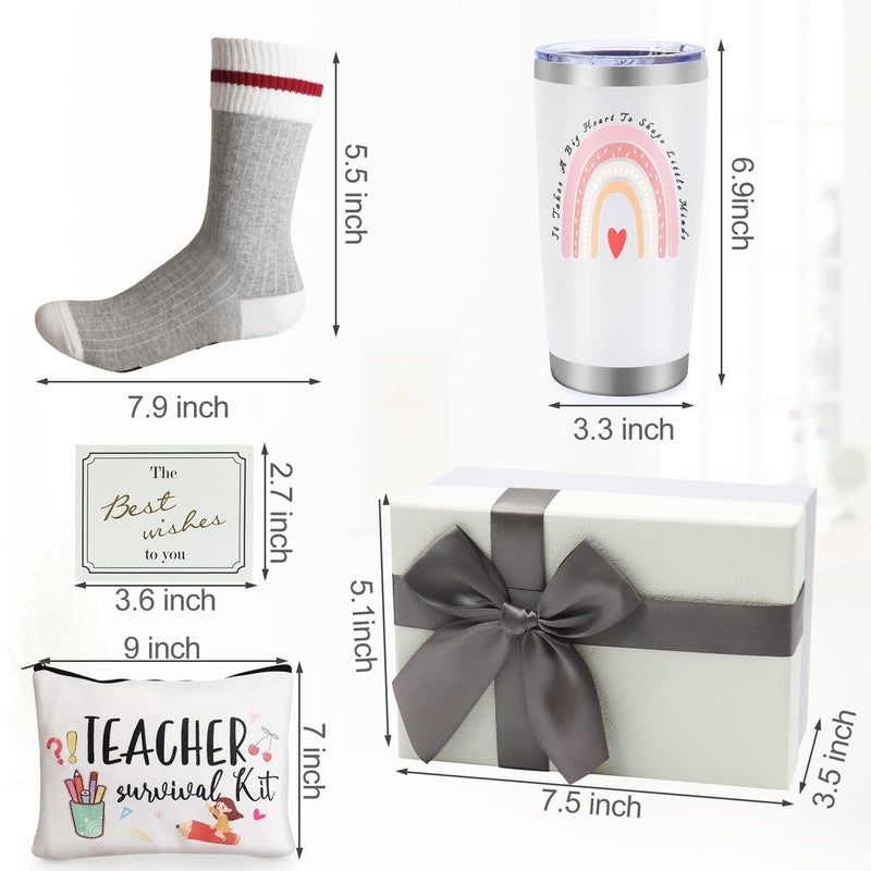 UAREHIBY Best Teacher Appreciation Gifts 20 OZ Insulated Tumbler for Women Teacher Gifts Unique Gifts Ideas for Students - Funny Socks Thank You Basket Box for New Teachers Personalized Teachers Day Gifts - Image 5