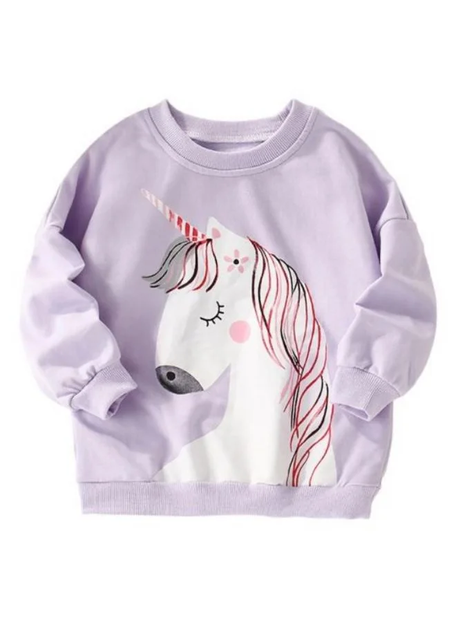 YUNIQEE Lavender Printed Long Sleeve Crew Neck T-Shirt