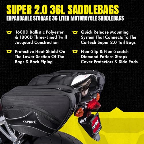 cortech Super 2.0 36L Motorcycle Saddlebags - Image 5