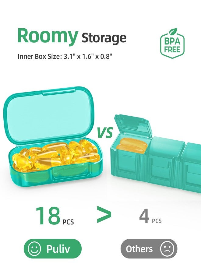 PULIV Weekly Pill Organizer with Large Capacity, Dual Protection Pill Box 7 Day, Arthritis Friendly Pill Case Easy to Open, Medicine Organizer for Vitamins, Medications, Fish Oils, Supplements (Cyan - Image 2