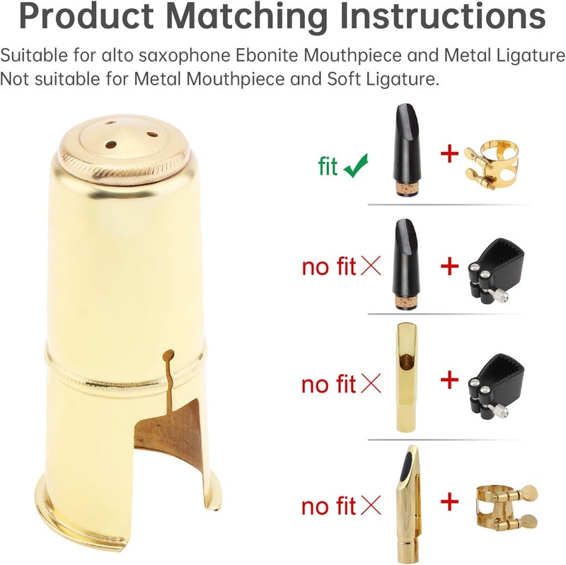 OriGlam Alto Saxophone Mouthpiece Protective Cap, Woodwinds Alto Sax Saxophone Mouthpiece Cap (Gold) - Image 3