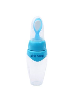 Non Spill Soft Squeezy Silicone Cereal Feeder With Hygienic Spoon Cover Blue