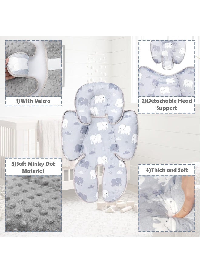 TANOFAR Infant Car Seat Head Support, Soft Baby Carseat Head & Body Support, Elephant Baby Car Seat Insert Cushion for Newborn Boys - Image 4