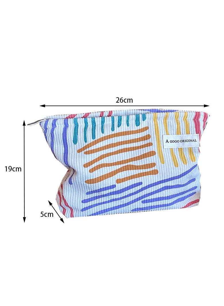 A GOGO ORIGINAL Corduroy Striped Makeup Bag Portable Travel Skincare Storage Bag 26*19*5cm  - Image 3