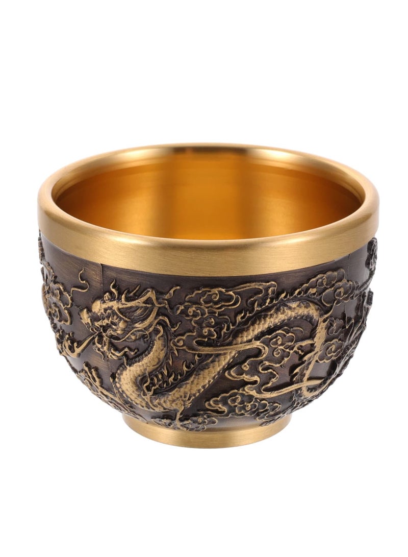 SOLARAE Chinese Tea Set Kung Fu Tea Set, Kung Fu Teacups Chinese Copper Tea Cup, Vintage Dragon Pattern Tea Tasting Cup for Adults Tea Sets for Women China Men Ceremony Gifts - Image 1