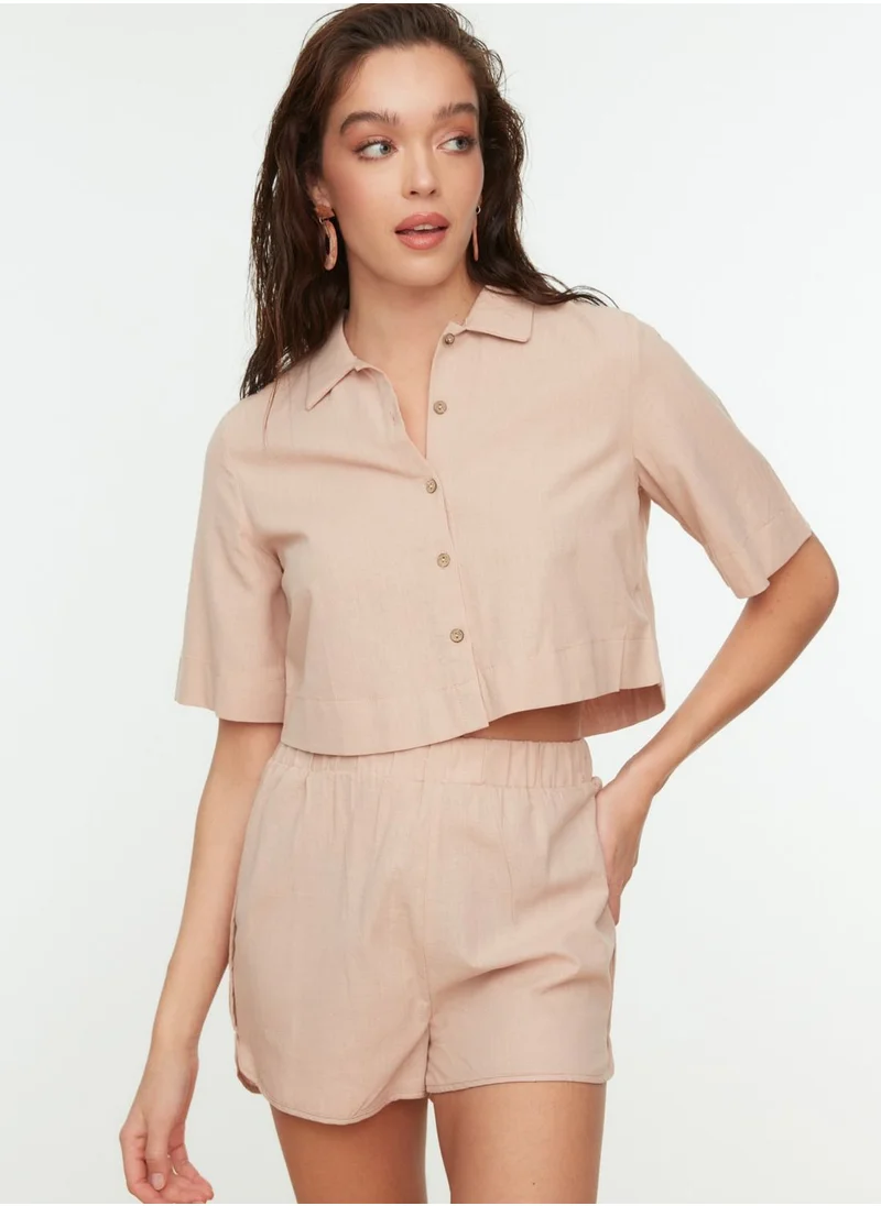 trendyol Button Detail Top & Shorts Set