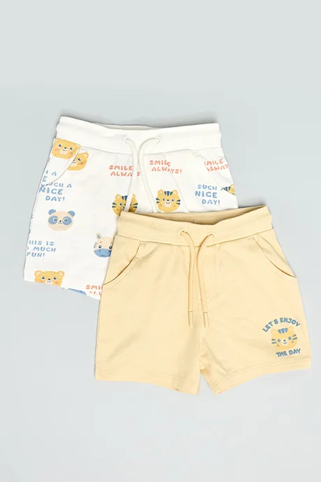 أر أند بي 2 Pack Print Shorts with Drawstring Waist
