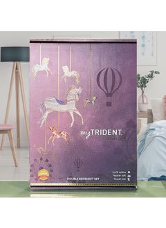 Trident TRIDENT Carnival Gift Box Collection, 100% Cotton Bed Sheet, 3-Piece Set, 1 Bedsheet and 2 Pillowcases, Anti Microbial Finish, 144 Thread Count,Queen Size Sheet,Fractal Yellow  - Image 5