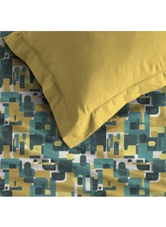 Trident TRIDENT Carnival Gift Box Collection, 100% Cotton Bed Sheet, 3-Piece Set, 1 Bedsheet and 2 Pillowcases, Anti Microbial Finish, 144 Thread Count,Queen Size Sheet,Fractal Yellow  - Image 4