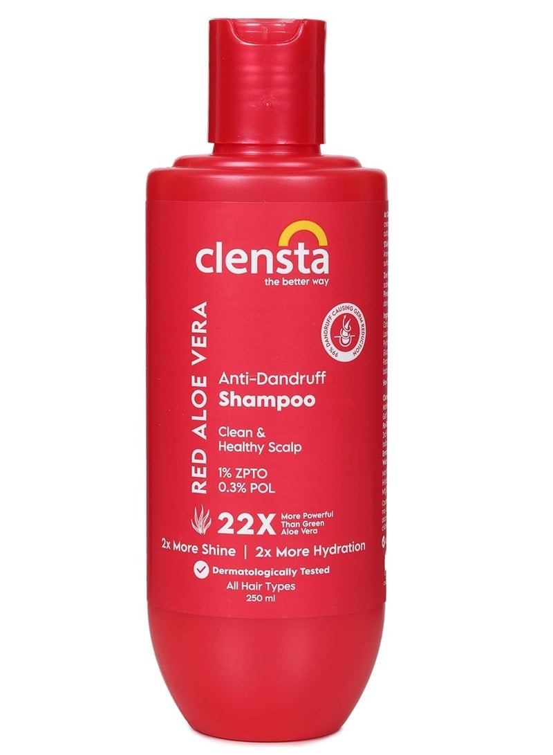 Red Aloe Vera Anti-Dandruff Shampoo With Zpto & Red Aloe Vera For Reduces Dandruff, Itching And Irritation Daily Use |All Hair Types | Men & Women | Sulfate & Paraben Free 250ml