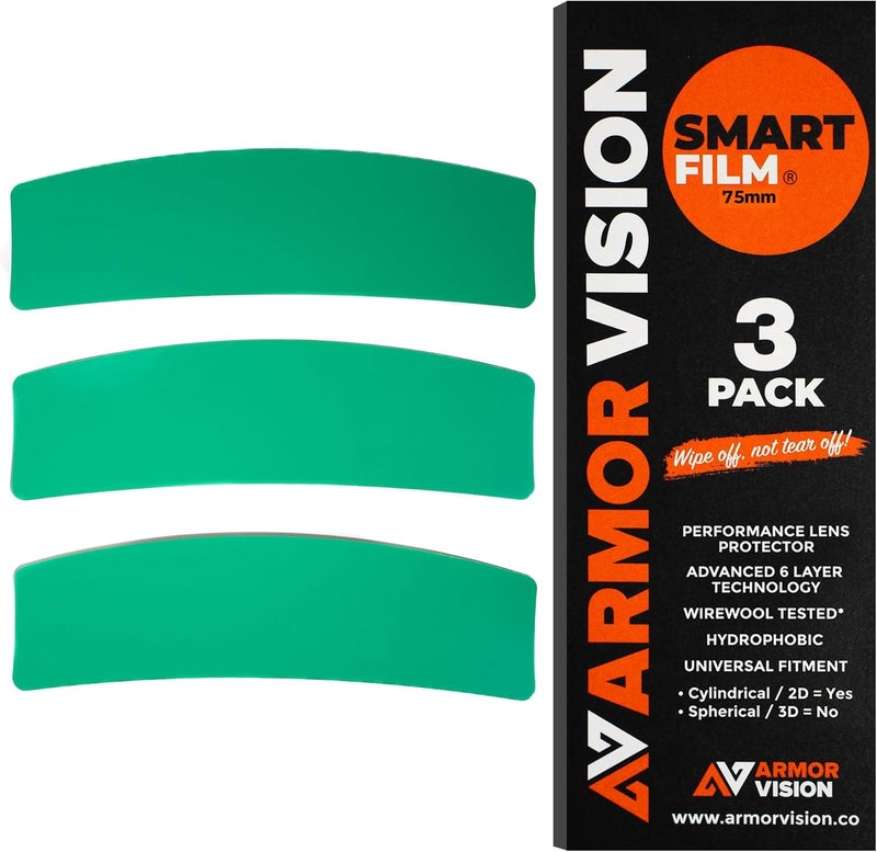 Armor Vision 75mm Smart Film Road Helmet Visor Lens Cover Protector - Hydrophobic & Scratch Resistant (Pack of 3) - Image 1