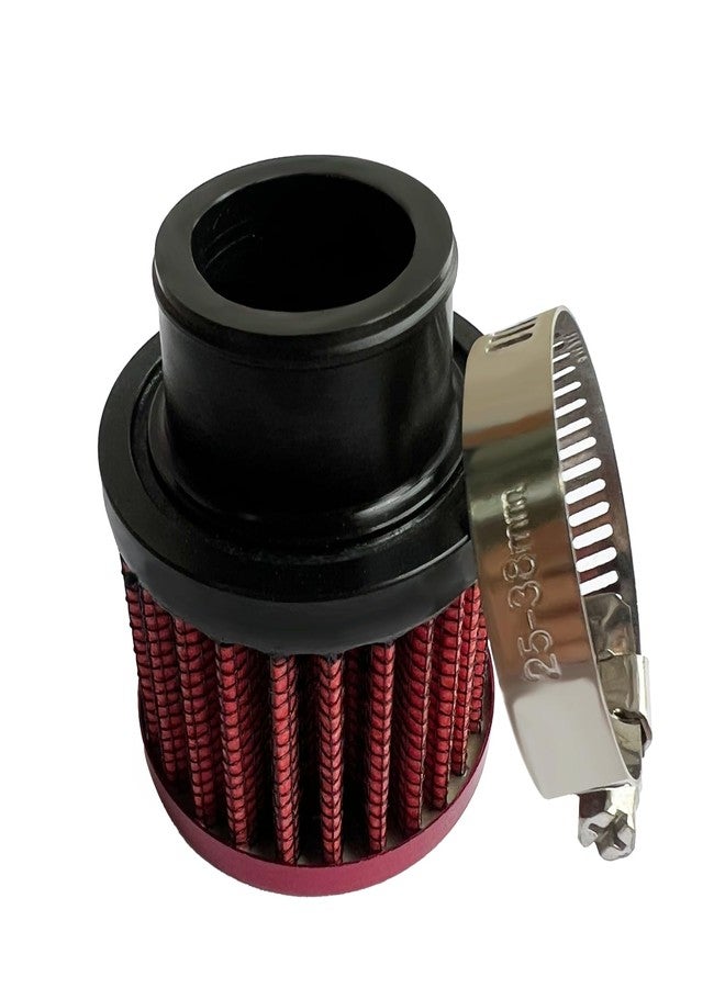 3DSKY 25mm Universal Air Intake Filter, 1" Intake Cold Air Filter, Auto Breathe Filter Vent Crankcase Cleaner with Adjustable Clamp-On Breather, Fits Car Motorcycle (Red) - Image 1