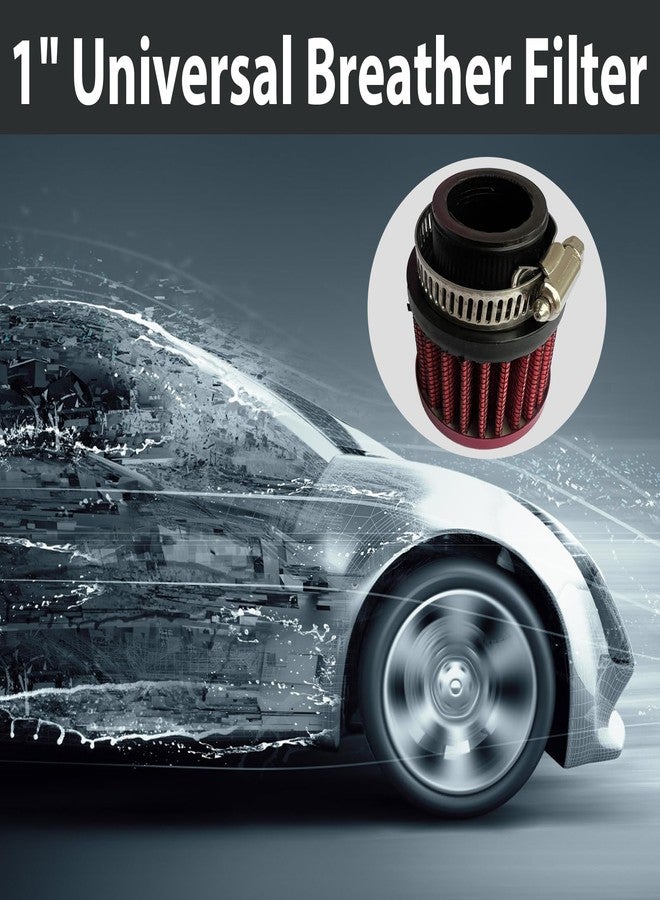 3DSKY 25mm Universal Air Intake Filter, 1" Intake Cold Air Filter, Auto Breathe Filter Vent Crankcase Cleaner with Adjustable Clamp-On Breather, Fits Car Motorcycle (Red) - Image 3
