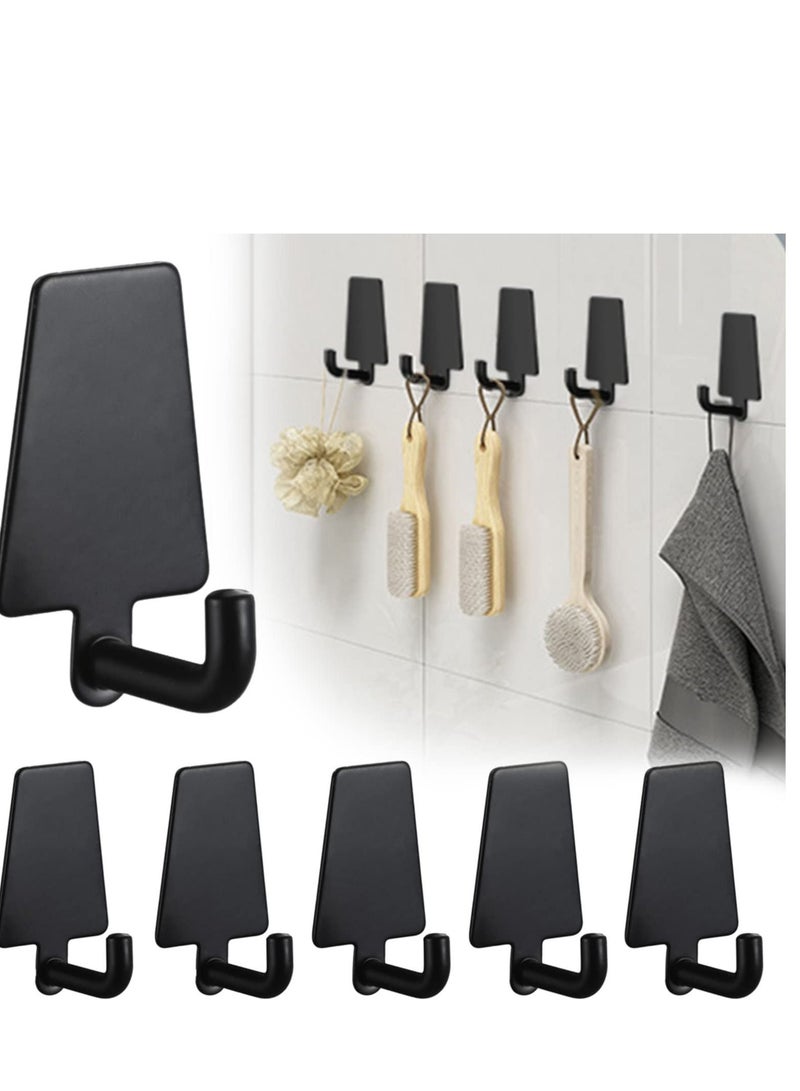 SYOSI Self Adhesive Hooks 10 Pack Stainless Steel Coat Towel Stick On Waterproof-No Drilling Required Door for Bathroom Kitchen Black - Image 1