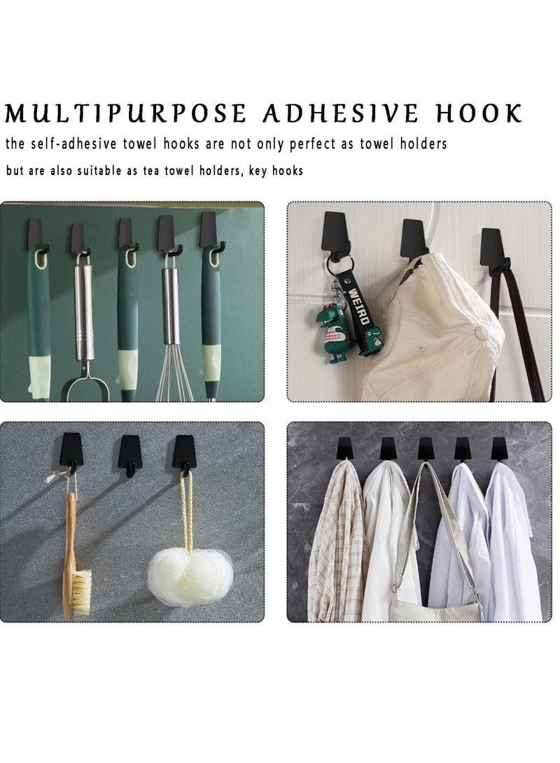 SYOSI Self Adhesive Hooks 10 Pack Stainless Steel Coat Towel Stick On Waterproof-No Drilling Required Door for Bathroom Kitchen Black - Image 5