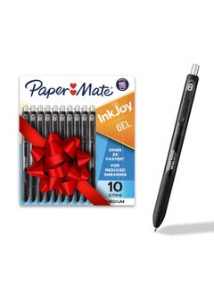 Paper Mate Inkjoy Black Gel Pens, Medium Point (0.7 Mm), Comfort Grip, 10 Count, Fast Dry Ink, Ideal For Smooth Writing  - Image 1