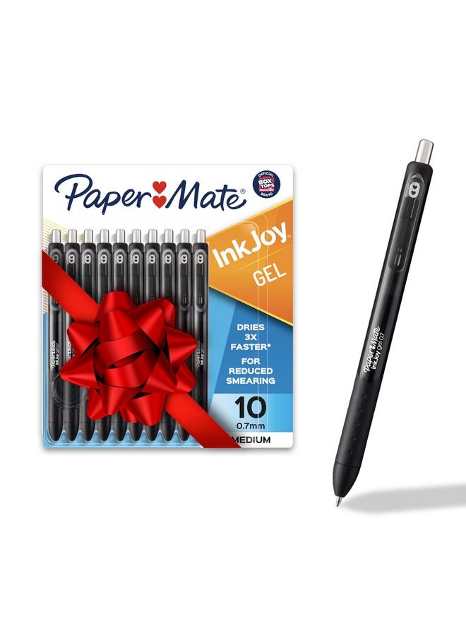 Paper Mate Inkjoy Black Gel Pens, Medium Point (0.7 Mm), Comfort Grip, 10 Count, Fast Dry Ink, Ideal For Smooth Writing  - Image 1