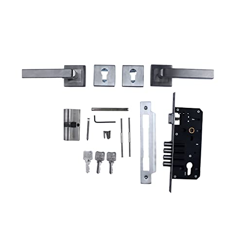 CRUST LB - 201 Rose Rosette Mortise Lever Door Handle Lockset with Both Side Key Cylinder and Lock Body - Image 4