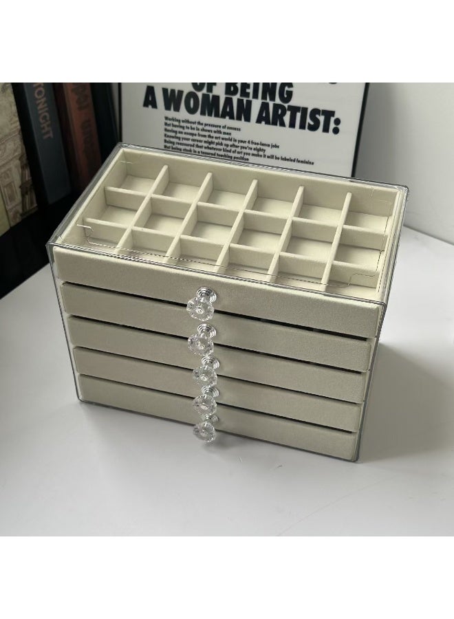 5-Drawer Clear Acrylic Velvet Jewelry Organizer Display Case - Image 5