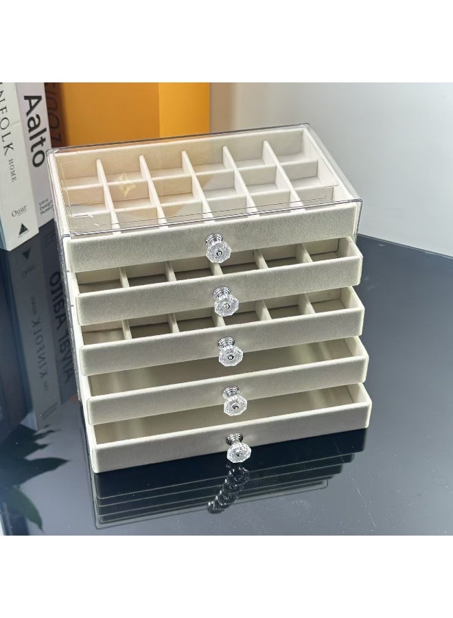 5-Drawer Clear Acrylic Velvet Jewelry Organizer Display Case - Image 1