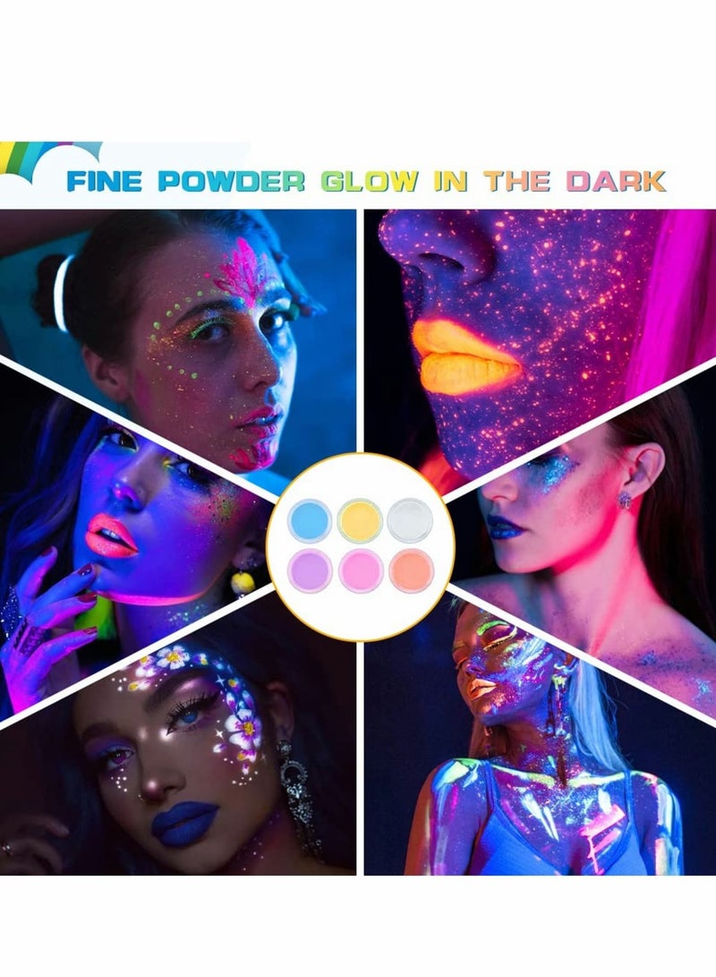 Generic 30 Colors Temporary Glitter Tattoo Kit Waterproof Body Glitter Tattoos Perfect Gifts for Kids Boys Girls Festival Party - 24 Glitter Powder 6 Glow Powder 105 Unique Stencils 5 Brushes 2 Glue  - Image 4