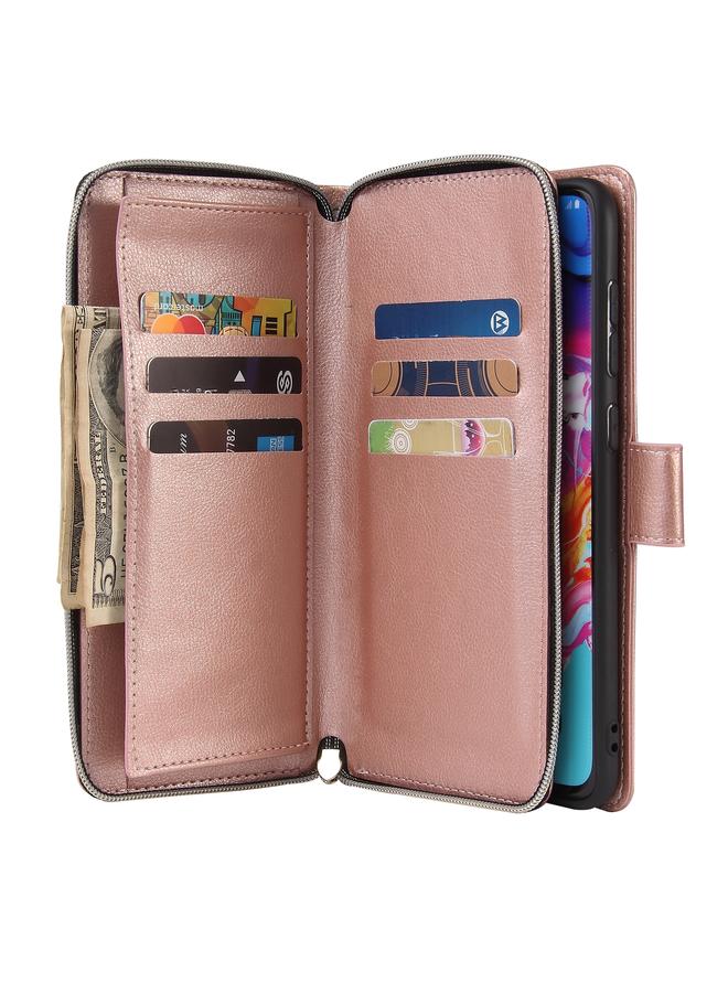 S-TOP Case For Samsung Galaxy A70 Zipper Wallet Bag Horizontal Flip PU Leather Case with Holder & 9 Card Slots & Wallet & Lanyard & Photo Frame - Image 4