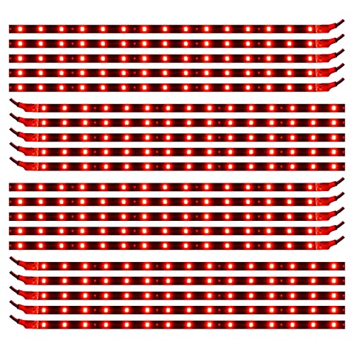 XTAUTO Red 12v 15 Led 30cm Car Flexible Waterproof Underbody Light Strip Pack of 20 - Image 1