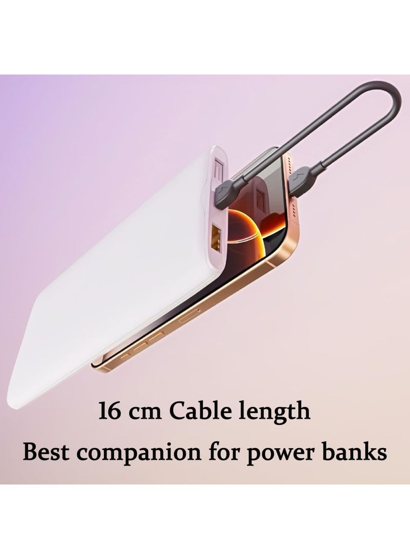 SYOSI Charger Cable, Keychain Charger USB C to iphone, Short Portable Travel Type-C 20W PD Fast Charging Cord for iPhone 14/13/12/11Pro/X/XR/8/7/6s/Plus/SE/iPad, 16cm, Black - Image 4