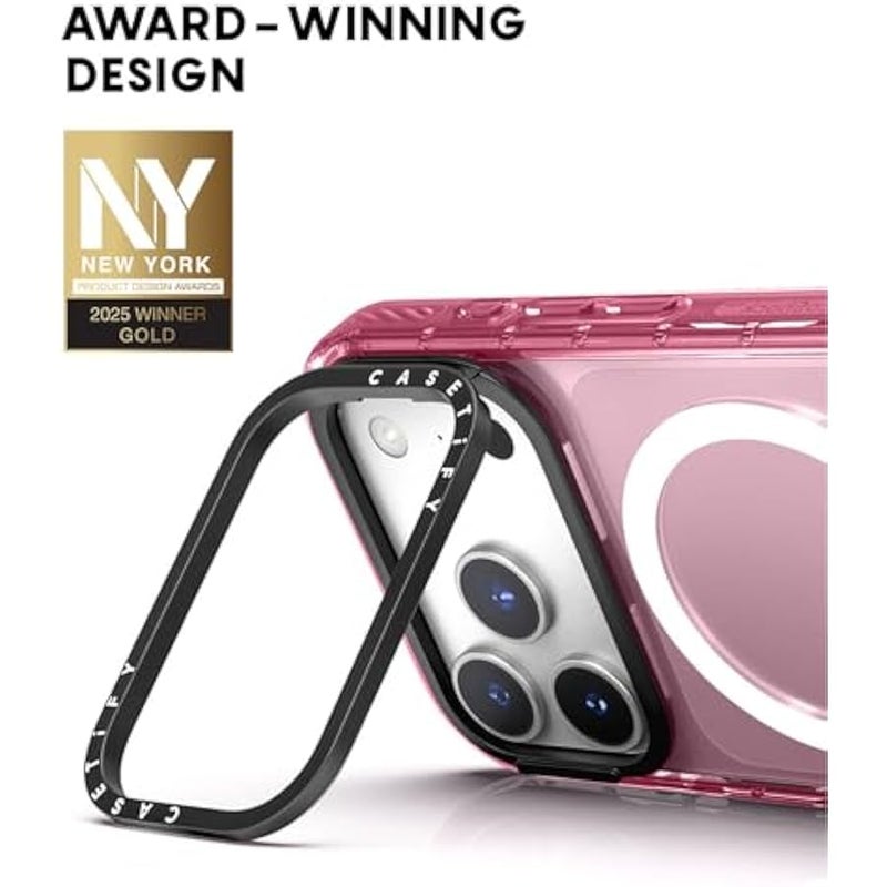 Casetify Impact Ring Stand iPhone 17 Pro Case 【Kickstand/Compatible with Magsafe / 6.5 ft. 3X Military Grade Drop Protection】 - Chrome Doodles - Clear Black - Image 3