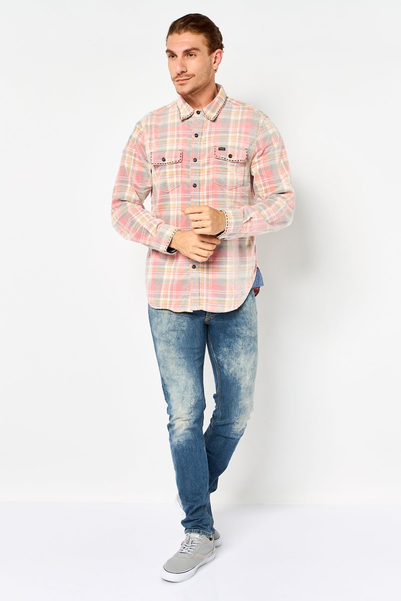 TRUE GRIT Men Regular Fit Checkered Long Sleeve Casual Shirt, Multicolor - Image 2