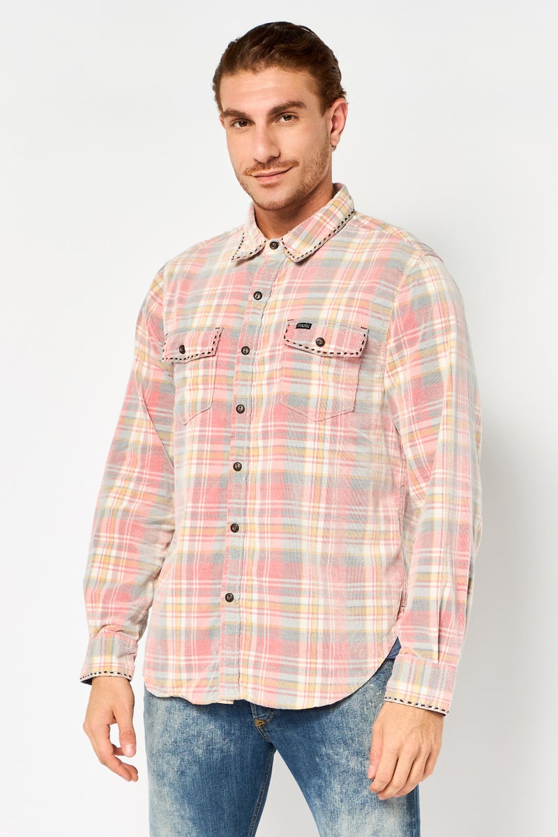 TRUE GRIT Men Regular Fit Checkered Long Sleeve Casual Shirt, Multicolor - Image 1