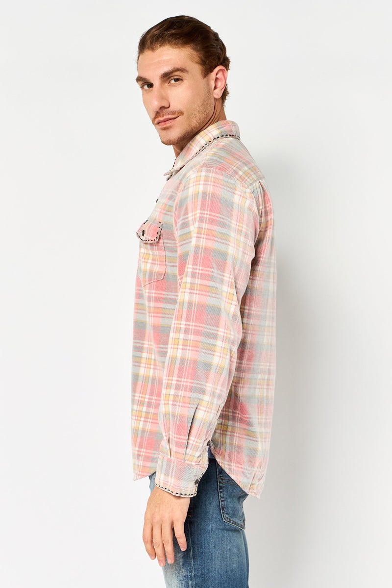 TRUE GRIT Men Regular Fit Checkered Long Sleeve Casual Shirt, Multicolor - Image 3