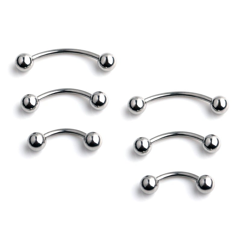 Ruifan 3prs(6pcs) Surgical Steel Tiny Curved Eyebrow Ear Navel Belly Lip Ring Barbell Piercing Jewelry 20g 6mm/8mm/10mm(Steel) - Image 1