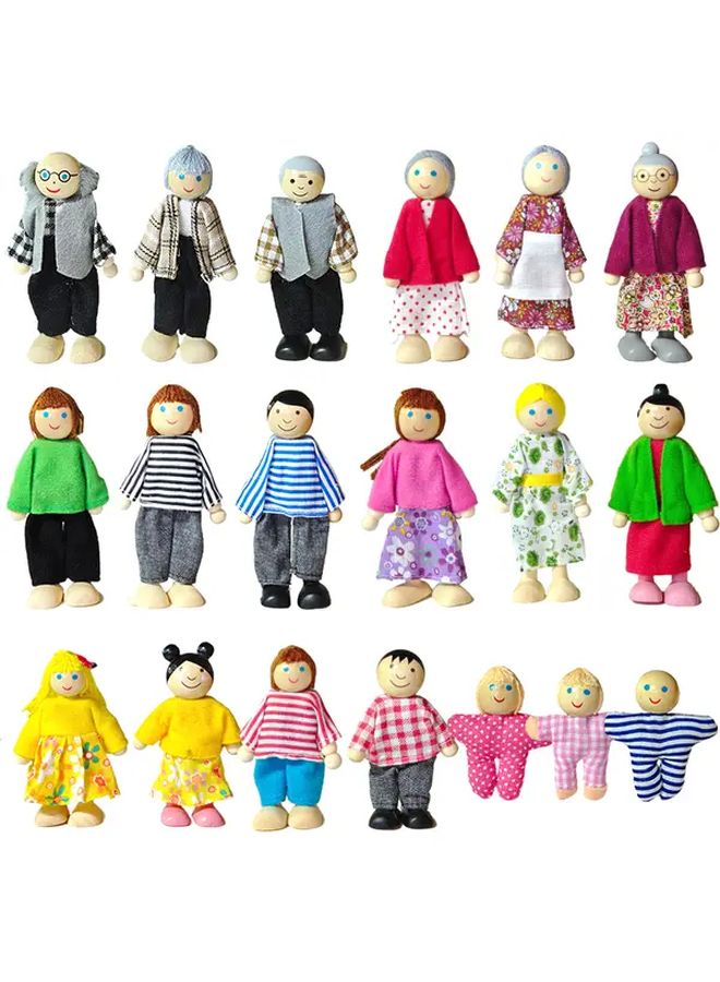 Baby Pink Dot Wooden Family Figure Doll Role Play Toy For Dollhouse Decor - Image 2