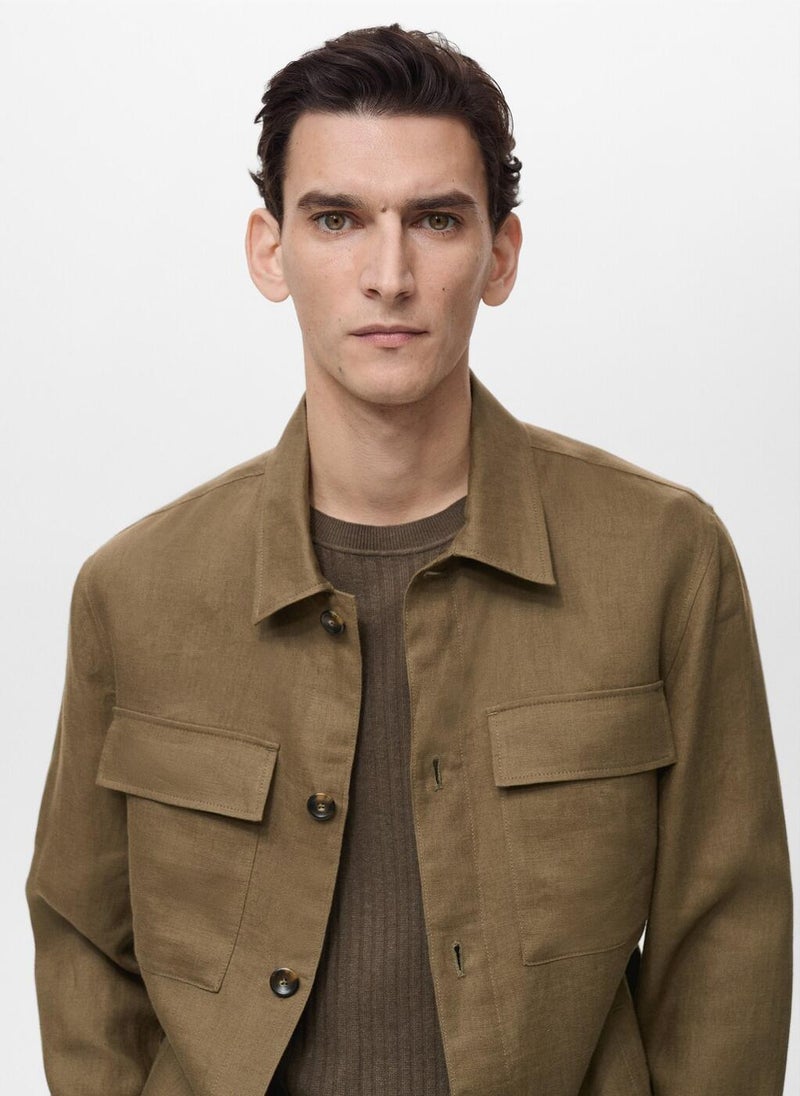 Mango Man Essential Pockets Overshirt  - Image 4