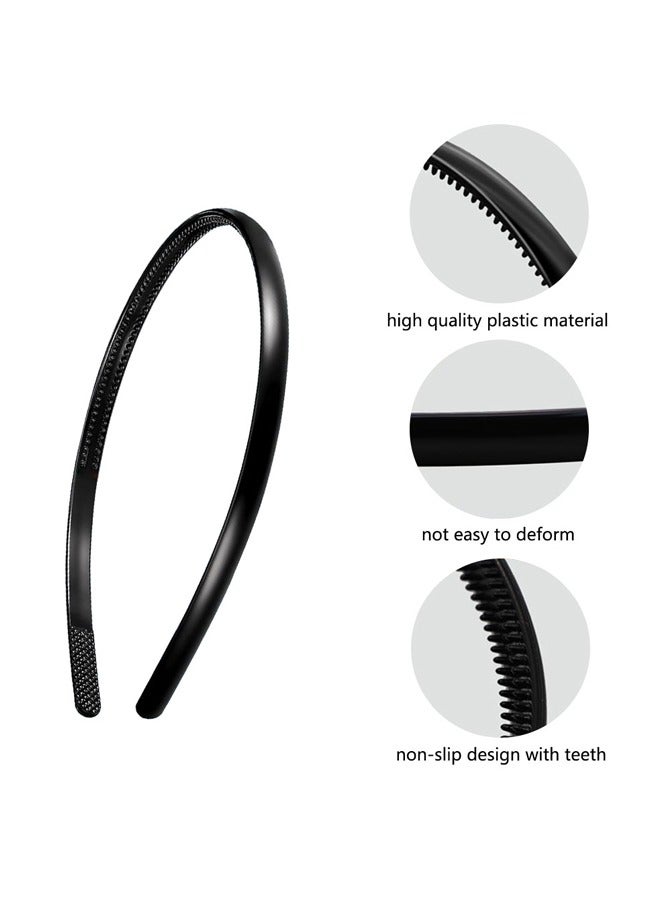 GUSGU 6 Pieces Plastic Headbands with Teeth, Fashion Skinny DIY Hair Bands Non Slip, Hair Accessories for Women Girls 8 mm(black -color) ﻿ - Image 3