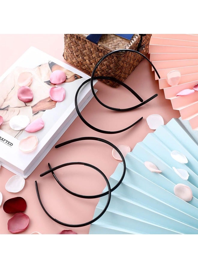 GUSGU 6 Pieces Plastic Headbands with Teeth, Fashion Skinny DIY Hair Bands Non Slip, Hair Accessories for Women Girls 8 mm(black -color) ﻿ - Image 4