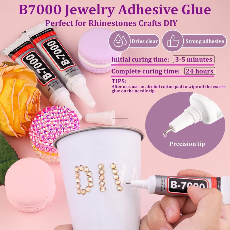 TINKRSTUFF 25000Pcs Resin Rhinestones with Tweezers for Crafting, Champagne 2-6mm Mixed Sizes Bedazzling Crystal with 3Pcs 10ml B7000 Jewelry Glue for DIY Crafts Clothing Tumblers Shoes Fabric Nail Art - Image 5