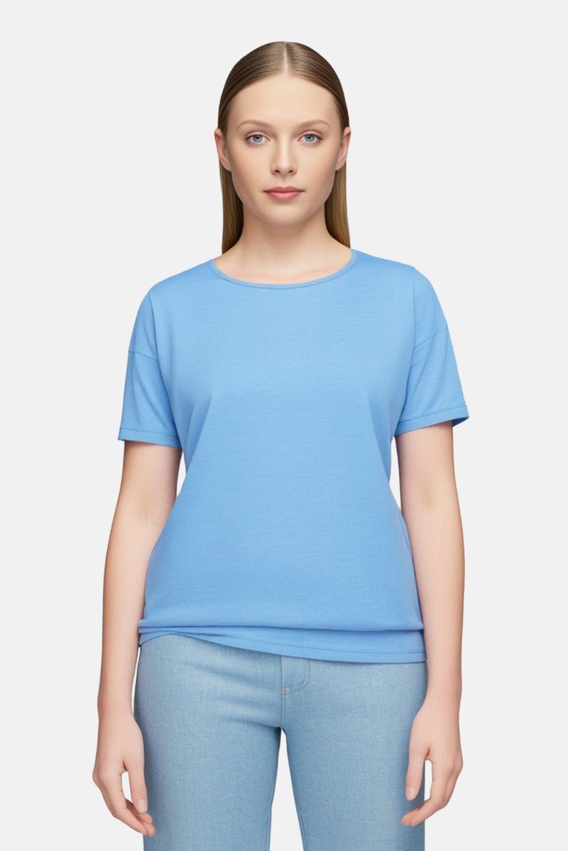 Nike Women Plus Size Short Sleeve Training T-Shirt, Light Blue - Image 1