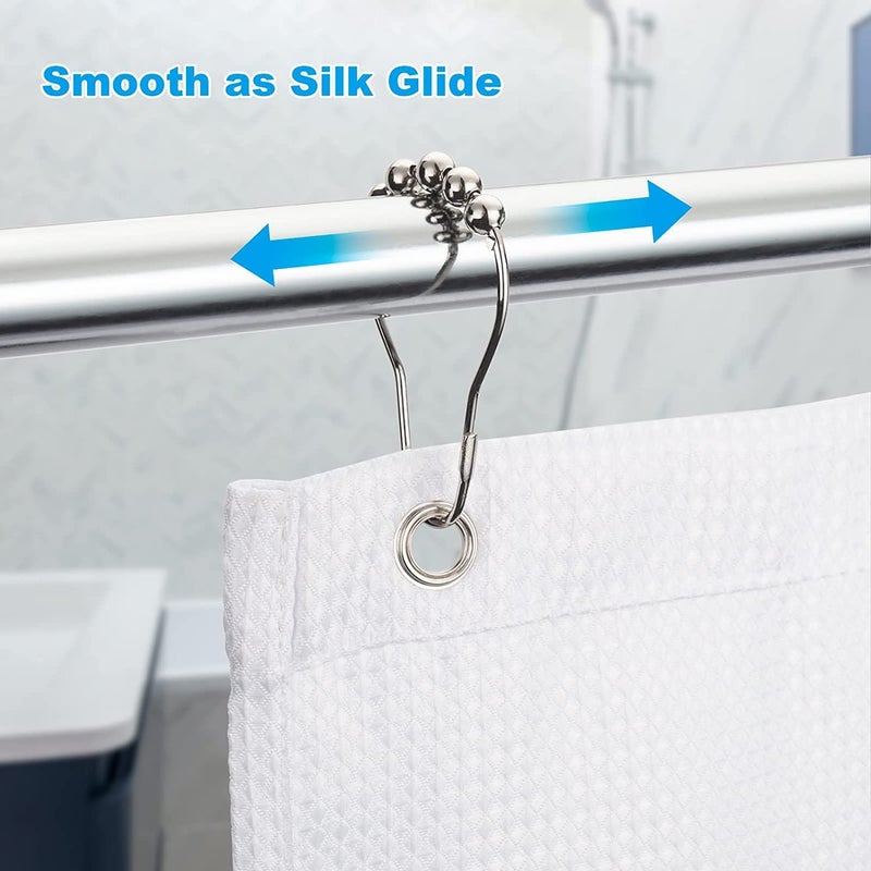Gopinath Autolink Gopinath Autolink 12 Piece Set Rustproof Stainless Steel Shower Curtain Rings Hooks for Bathroom,Shower Curtain Rings,Stainless Steel Roller Balls Bath Curtain Rings  - Image 3