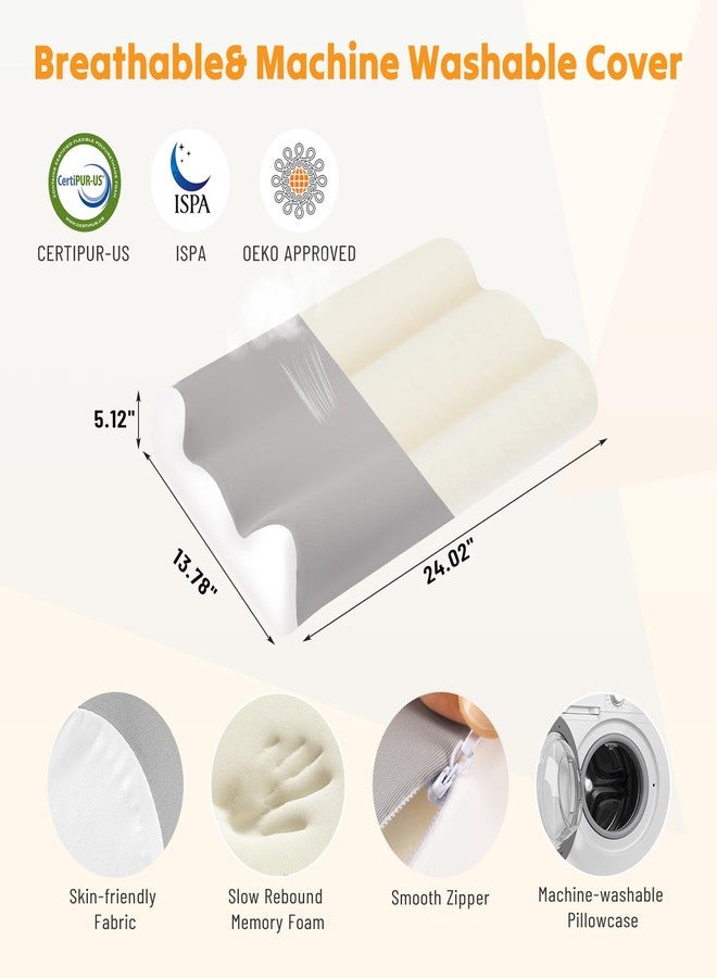 NEWBULIG Memory Foam Cervical Pillow for Neck Pain Relief, Ergonomic Contour Pillow, Cooling Breathable Cover for Side Back Stomach Sleepers, Deep Sleep, Washable Cover, Light Gray-White - Image 5