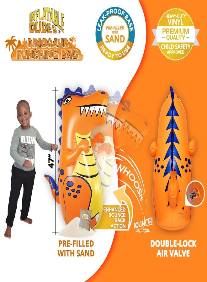 INFLATABLE DUDES Dinosaur Toy 47 Inches - Kids Punching Bag | Already Filled with Sand| T-Rex | Bop Bag | Inflatable Bopper | Punching Bag for Kids | Dinosaur Party Decorations | Boxing - (Rex) - Image 3