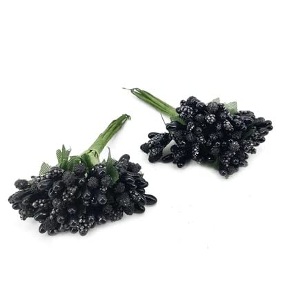 ProKart Pollen Flowers for Hair Accessories Tiara Making Jewelry Making and Dress Decoration Pack of 72pc Black - Image 1